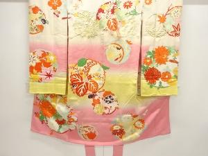 アンティーク　錦紗花丸文様三ツ紋着物